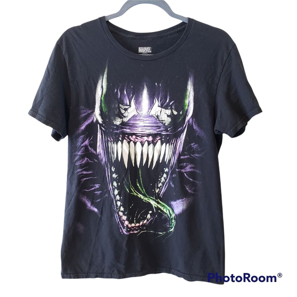 Marvel Venom Short Sleeve Crew Neck Graphic Cotton T-Shirt Black Size M